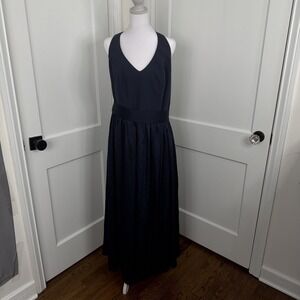 White By Vera Wang Dress Womens 16 Navy Halter Maxi Bow Back Formal Evening Gown